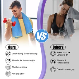 HiiPeak Microfiber Towel, 2 Pack Quick Dry Towel Travel Camping Towel Super Absorbent & Lightweight for Camping, Beach, Sports, Gym, Backpacking, Hiking and Yoga LightBlue & Violet, 63*32" + 32*16"