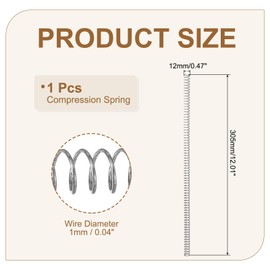sourcing map Small Compression Spring 10 mm OD 1.2 mm Wire Diameter 305 mm Free Length 304 Stainless Steel Extension Spring for Shop Home Repairs DIY Projects (Silver Tone, Pack of 1)