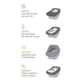 Skip Hop All Seasons Baby Car Seat Cover 4 in 1 Universal Fit with UPF40+ Sunshade and Water Resistant Fabric Oat