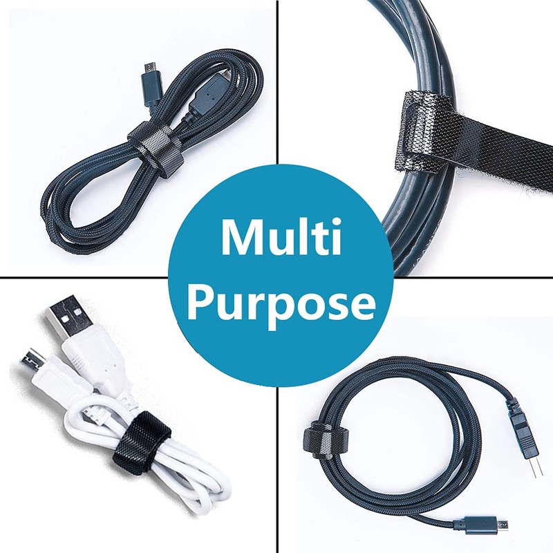 Oksdown Cable Tie Reusable Black 50 Pack Straps Adjustable Releasable