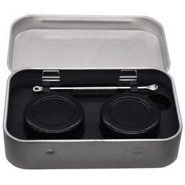 KUVIS Portable 5ml Silicone Wax Containers with Metal Case Non-stick Concentrate Jar (Black)