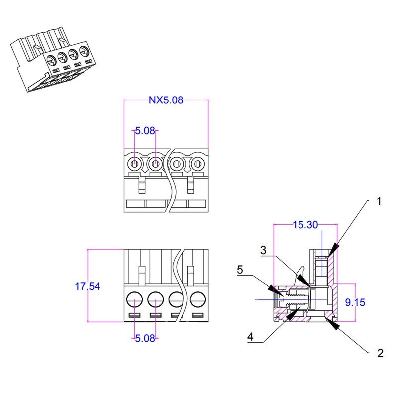 ATMLCOER 30Set 2 Pin 5.08mm Pitch Screw Terminal Block Connector