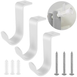 Pack of 3 Curtain Rod Holder Curtain Rod Holder Metal Curtain Rod Holder with Screws Curtain Rod Holder for Living Room Bedroom Curtain Rods Walls White