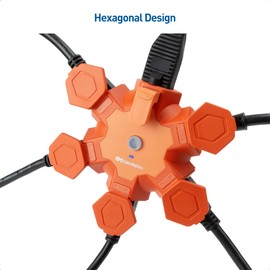 Cable Matters UL Listed Hexagonal 5-Outlet Outdoor Extension Cord Power Hub Outlet Tap with Circuit Breaker & Grounded Outlets for Extension Cords