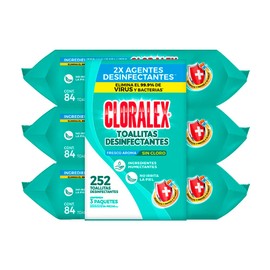 Cloralex Toallitas Desinfectantes 3 Paquetes con 84 pzas cu                                                                                           