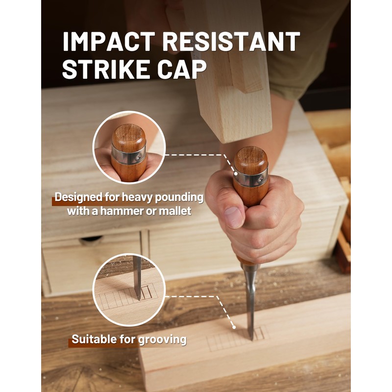 EZARC 6 Pieces Wood Chisel Tool Sets Woodworking Carving Chisel