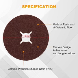 Dyna-Living 50Pcs 115mm Fibre Sanding Disc for Sanding & Grinding for Angle Grinder - 60 Grits