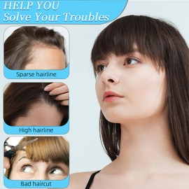 100% Human Hair Clip in Bangs for Women - Natural Bangs Look with Temples, Thin or Curved Bangs (Dark Brown)