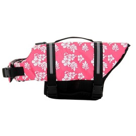 GabeFish Dog Life Jacket Vest Safety Clothes Collar Harness Saver Pet Swimming Preserver Reflective Strip Swimwear ForalPink Medium