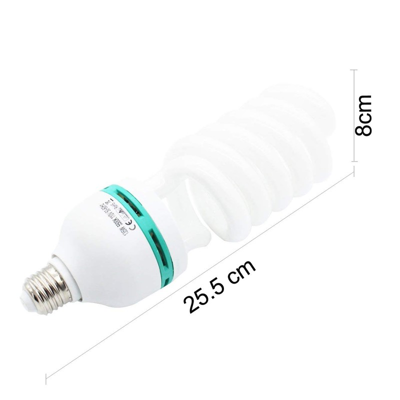 Foto&Tech Photography Daylight Bulb 65W 6500K 120V White Spiral Fluorescent