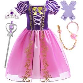BanKids Princess Dress up Fairy Tales Costume Cosplay Party with Long Hair Accessories for Toddler Girls 3T 4T(110CM,Q25)