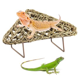 NANEEZOO Bearded Dragon Tank Accessories, Lizard Lounger for Rest, Reptile Hammock Bed with Natural Grass Fibers, Leopard Gecko Lounger Climbing Accessories for Habitats