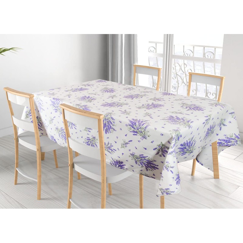 BIANCHERIAWEB Tablecloth for Kitchen and Living Room Lavender Design Made