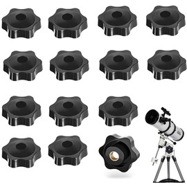 Star Grip Nut Internal Thread M6, Star Screw Knurled Nut for Machine Tools, Knurled Screw, Star Shaped Button Nuts Made of Black Plastic, 14 Pieces M6