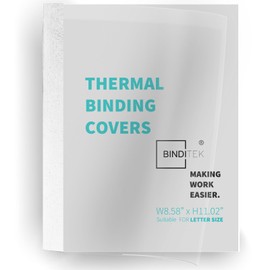 Binditek 10 Pack Thermal Binding Presentation Covers, 1/8 Inch Spine, Holds 30 Sheets, Ultra Clear Front Cover, White Paper Back Cover, Letter Size