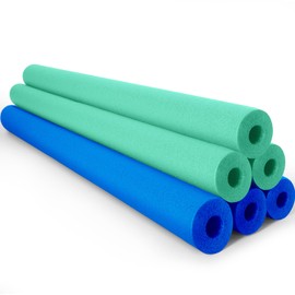 Hollowfly 6 Pack Jumbo Pool Noodles Swimming Floating Foam Tube Extra Large Hollow Bright Swimming Pool Noodles Bulk Heavy Duty for Adults(Blue,Turquoise,55 x 3.5 Inch)