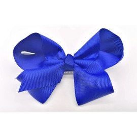 Set of 35 Pieces, school hair accessories blue Ribbon Style Bow Bobbles Hair Clips Bows and Elastics Bands (Royal Blue)