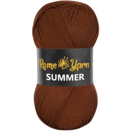 Rome Yarn Summer Yarn, #2 Fine, 4 Ply (UK), Sport (USA), Silk Effect, 100% Microfibre, Anti-Pilling Acrylic Yarn Wool (1 Ball, 858 Bitter Coffee)