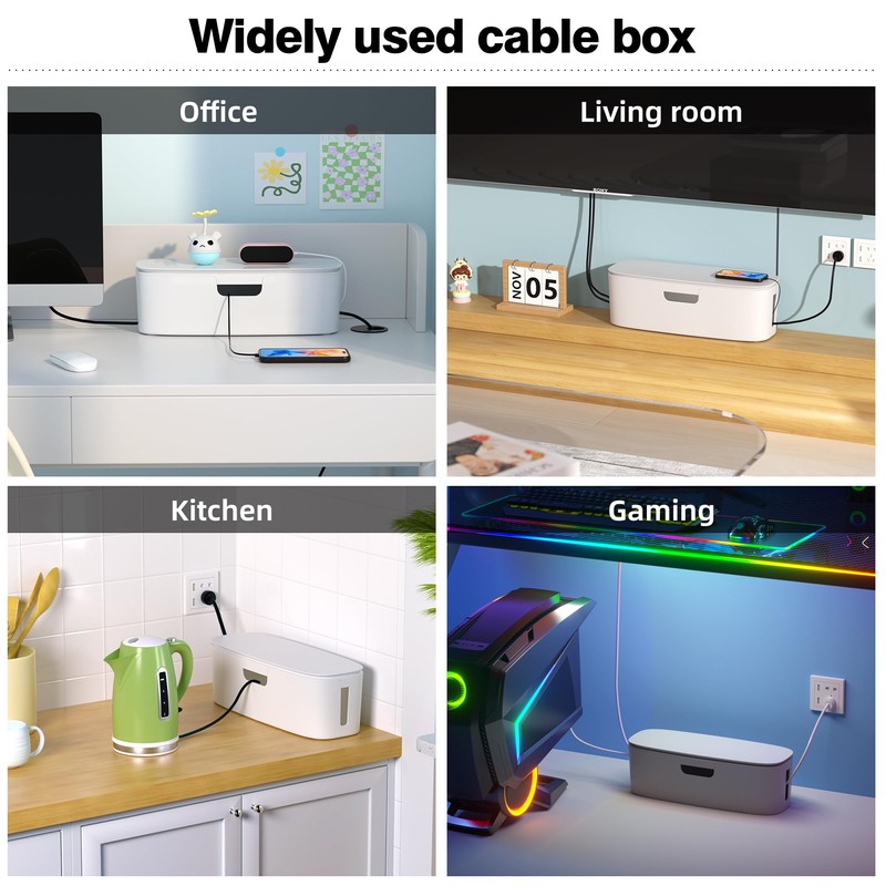 Cable Management Box - Large Cord Organizer Box to Hide