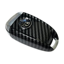 ABS Carbon Fiber Style 3D Color Black Logo Car Smart Remote Key Fob Cover Case Replace for Alfa Romeo Giulia Stelvio Tonale (Black Logo, Black C)
