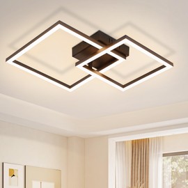 Homefire Ceiling Light LED Ceiling Light Living Room - 20 W Living Room Lamp Warm White Bedroom Lamp Modern Design Black Kitchen Lamp Square Ceiling Lighting for Bedroom Hallway Office