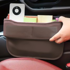 msyuusr Car Seat Gap Filler Organizer, Front Seat Leather Storage Box, Car Organizers and Storage, Car Accessories for Women Men, Car Seat Gap for storage Phones, Glasses, Keys, Cards (Brown)