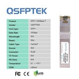QSFPTEK (2 Pack 1.25G/2.5G/5G/10G-T SFP+ RJ45 Module, up to 30 m, Cat6a/7 Fiber 10GBASE-T Copper RJ45 Transceiver GBIC for Cisco SFP-10G-T-S, Ubiquiti UF-RJ45-10G, Netgear, Mikrotik, D-Link