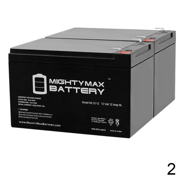12V 12Ah F2 Scooter Battery Replaces Kung Long WP12-12 - 2 Pack