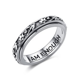 SHEAISRS Anxiety Spinner Rings Lotus Flowers Spinner Fidget Ring Sterling Silver Worry Ring for Women Men
