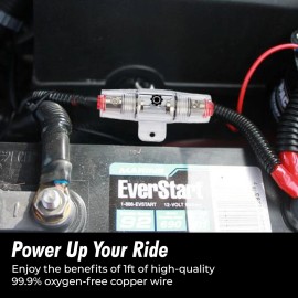 Installgear 8 Gauge AWG 1ft Power Wire with 100 AGU Amp Fuse Holder - 99.9% Oxygen-Free C...