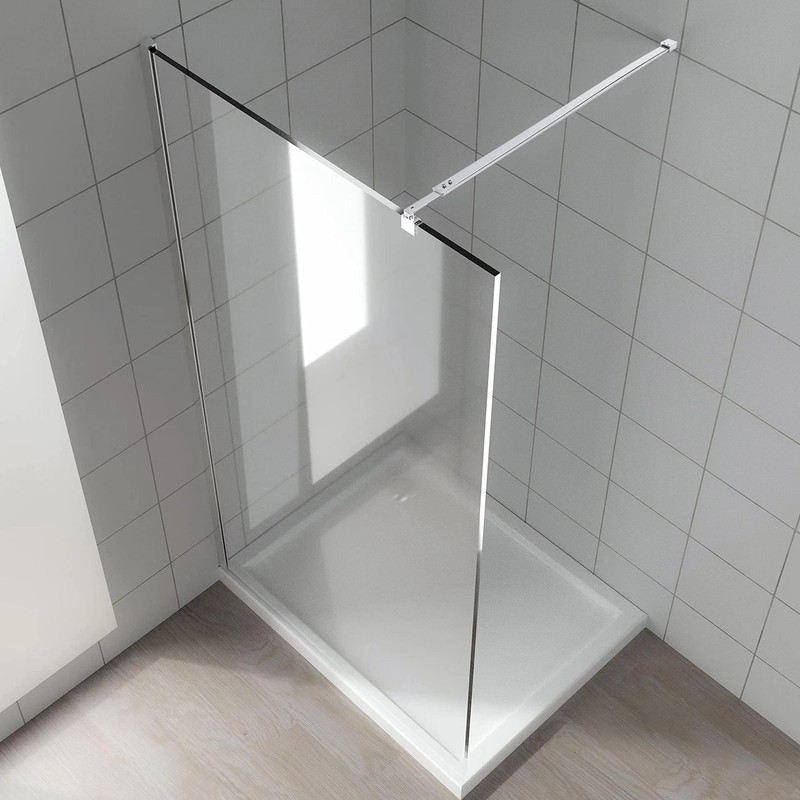 Polished Silver Stainless Steel Wall-to-Glass Bathroom Shower Support Bar Arm