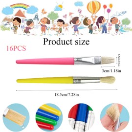 Xinghonyac 16 Pcs Paint Brushes for Kids, Round and Flat Preschool Brushes for Washable and Acrylic Paint