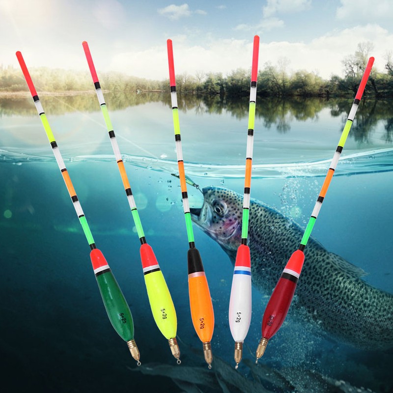 5PCS Multiple Color Balsa Wood Fishing Float Bobber Bite Indicator
