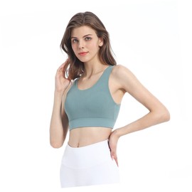 BESPORTBLE 1pc Yoga Vest Workout Tops for Women Workout Shirts for Women Crop Tops Nye Tops for Women Bra Woman's Tank Tops Camisole with Chest Pad Breathable Nylon Fitness Racing Car Green