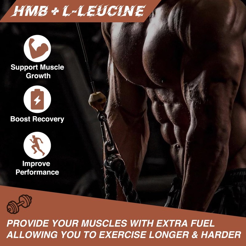 HFELIZ HMB and Leucine Supplement, 3500mg L-Leucine HMB with Vitamin
