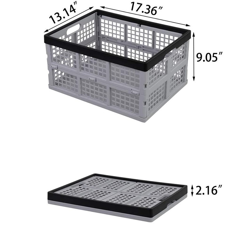 Ucake 34 L Foldable Plastic Collapsible Crate, Stackable Storage Crate,
