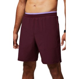Fabletics Men's The Fundamental Short II, Workout, Running, Training, Gym, Yoga, Ultra Lightweight, 7" Inseam, L, Merlot