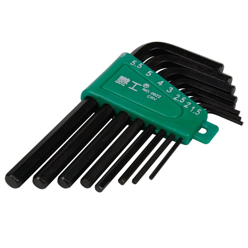 Larcele Hex Key with Flat Head Black Eight Sets for