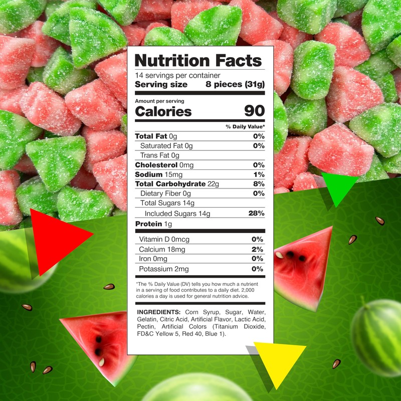 Watermelon Slices Gummy Candy (1 Pound Bag)