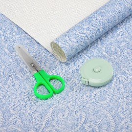 FIFTY FEET 12X120 Inch Shelf Liner with Scissor & Tape Measure for Kitchen Cabinets, PVC Drawer Liner for Dresser Non-Slip Bathroom, Non-Adhesive Cabinet Liner Washable (Pale Blue)