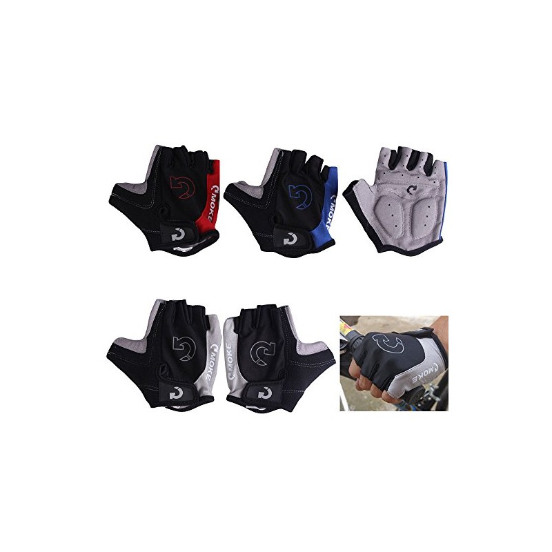 zmart サイクルグローブ 銀 L 指切り ハーフ クッション シルバー 自転車グローブ バイクグローブ