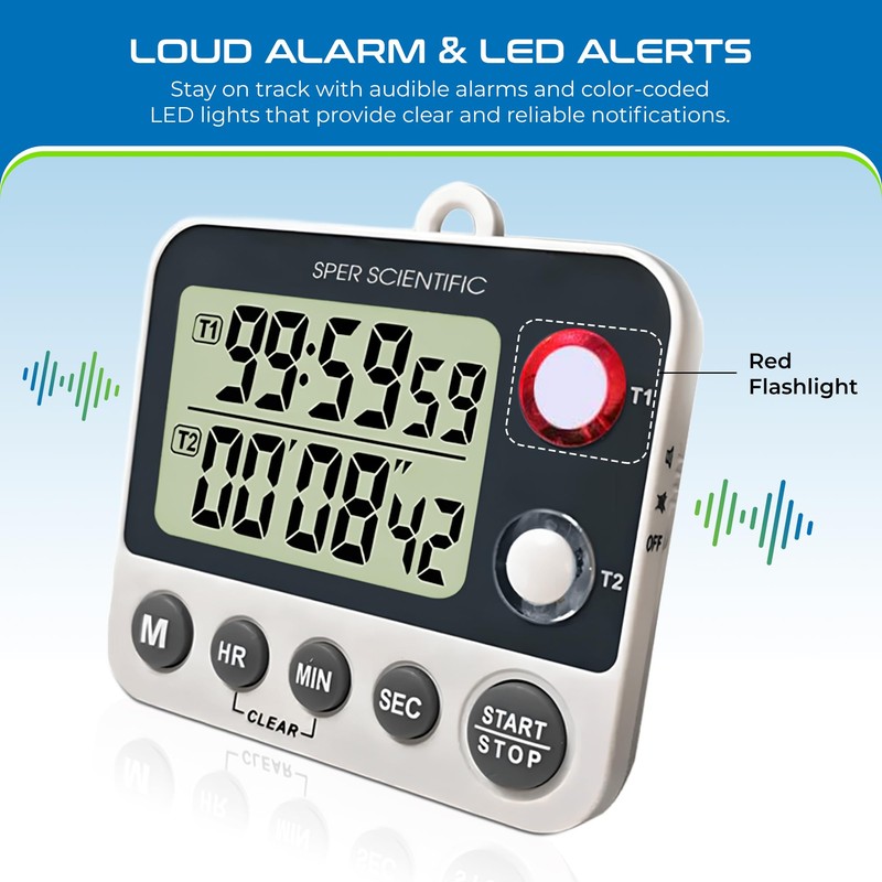 Sper Scientific 2 Channel Digital Lab + Kitchen Timer with