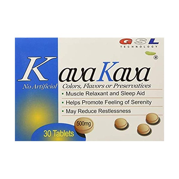 (4 Packs) Kava Kava Muscle Relaxant and Sleep Aid 500mg Each Tablet (30ct Each)