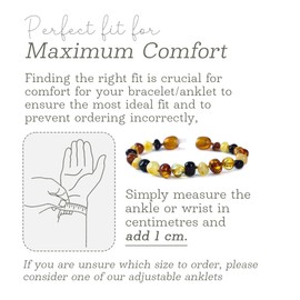 Baby J's - Honey Coloured Bracelet/Anklet - Premium Amber Bracelet - Handcrafted with 100% Baltic Amber - Fitted with a Safety Screw Clasp - Knotted to Prevent Scattering - 12cm