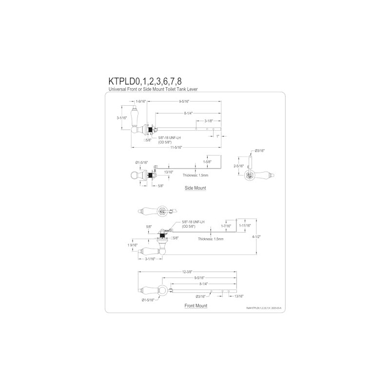 Kingston Brass KTPLD2 Victorian Universal Front or Side Mount Toilet