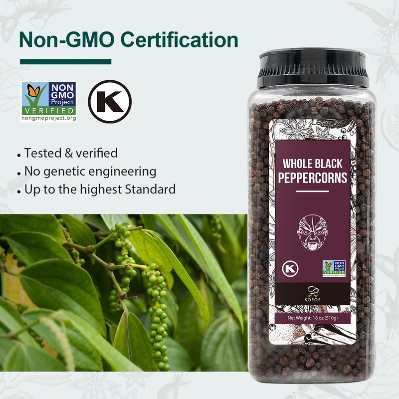 Soeos Himalayan Pink Salt 39 oz + Whole Black Peppercorns