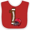 inktastic First Birthday Red Football Helmet Baby Bib Red and