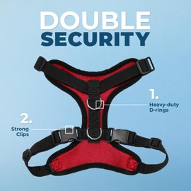 Voyager Step-in Lock Pet Harness - All Weather Mesh, Adjustable Step in Harness for Cats and Dogs by Best Pet Supplies - Red/Black Trim, L