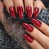 Burgundy Nails Metallic Almond Press On Nails Medium Length Mirror