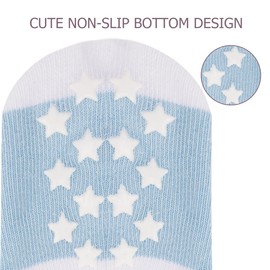 BEBE FAVOUR 6 Pairs Baby Socks With Grips, Cotton Crew Non Slip Socks, Cute Soft Walking Socks, Gifts For 0-36 Months